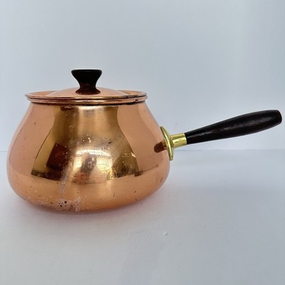 Vintage Tagus Portugal Copper Pot R.66 Wood Handle Tin Lined Mid Century Decor