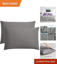 Luxurious Dark Grey Pillow Covers - Soft Microfiber, 20x30 Inch Envelope Design