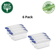 Pack of 6 Sterilite 7 Qt Small Latching Storage Bin Clear Plastic Container