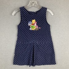 Vintage Disney Store Winnie The Pooh Corduroy Dress Embroidered Blue Girls 6/6X