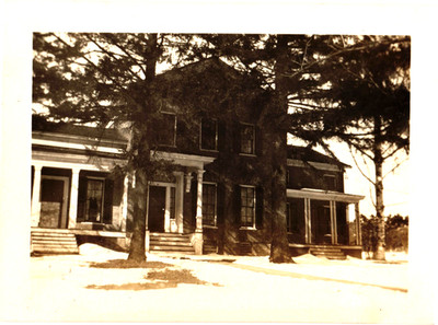 Antique 1923 Snapshot Large Colonial House with Porches, Vintage Architecture