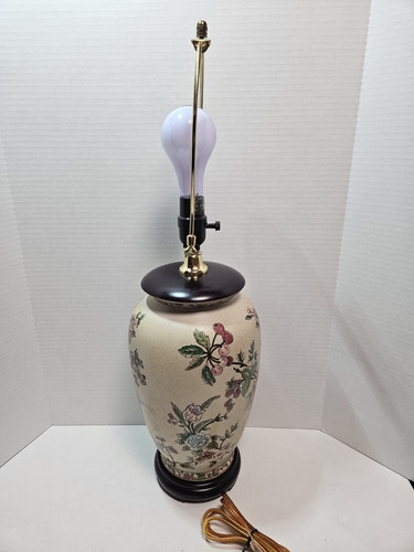 Vintage Chinoiserie Emaille Keramik Ingwerglas Vase Tischlampe Floral - Bild 4 von 10