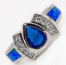 1CT Treated Sapphire 925 Sterling Silver Ring Sz 8 TD5
