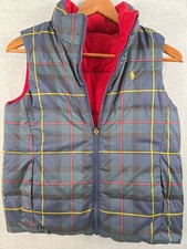 Polo Ralph Lauren Boys M 8-10 REVERSIBLE Red Plaid Quilted Puffer Vest Full Zip