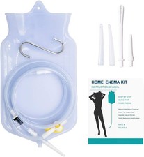Enema Bag Kit for Colon Cleansing, 2 Quart Open Top Enema Bag with Silicone Hose