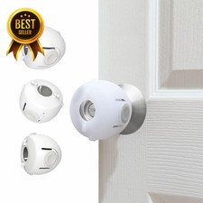 4 Pack Child Proof Door Knob Covers Baby Safety Snap In White Fits Round Knobs