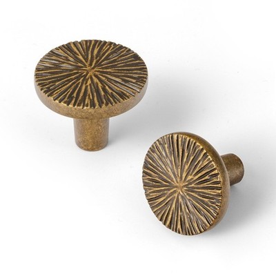6 PCS 1.3 Inch 33mm Dia Zinc Alloy Antique Brass Drawer Pulls Cabinet Knobs