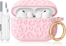 For Airpods Pro 3 Case Cover 2025, Leopard Engraved Silicone Protective Shell Co