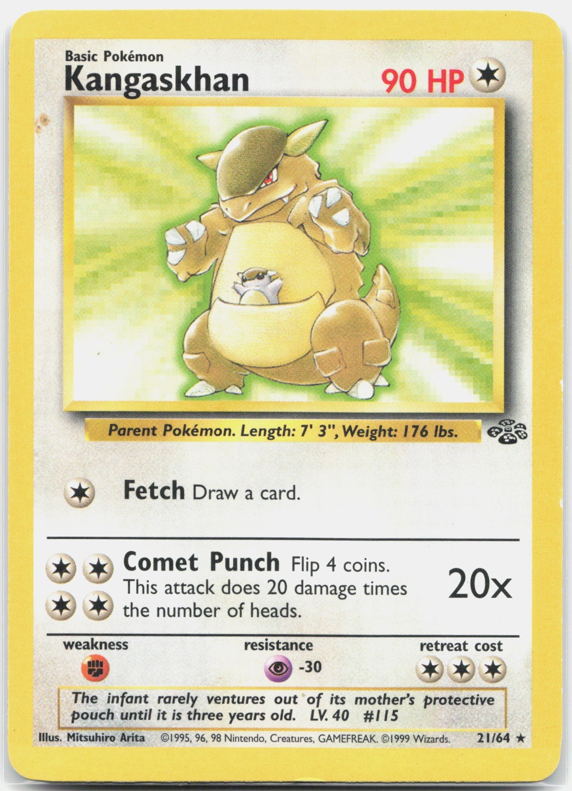 Kangaskhan (21) Rare Jungle JU Colorless Unlimited 21/64 1999 MP