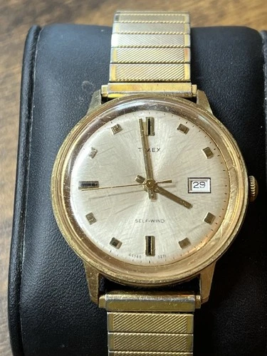 Vintage 1960s Timex Self Wind Automatic Date Watch Gold Tone Not Running