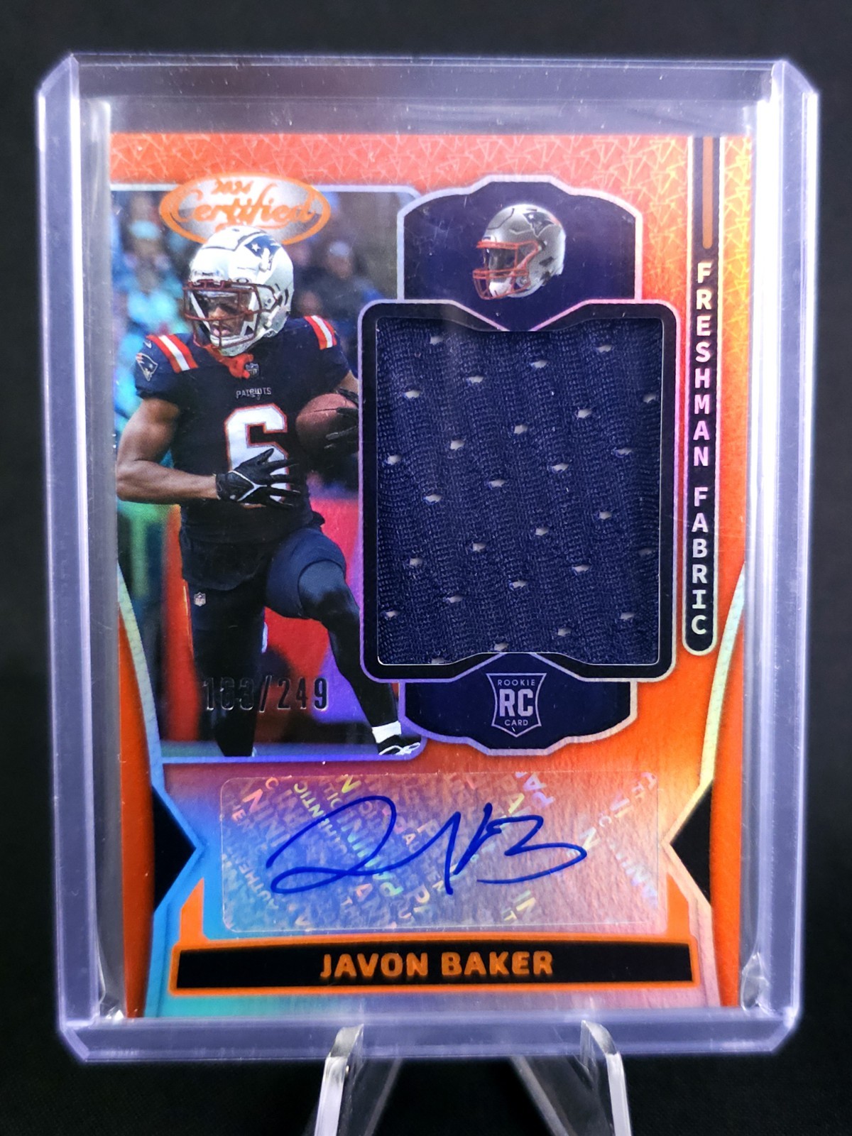 Javon Baker Panini Certified Freshman Fabric Mirror Signatures #FMSJBR Orange