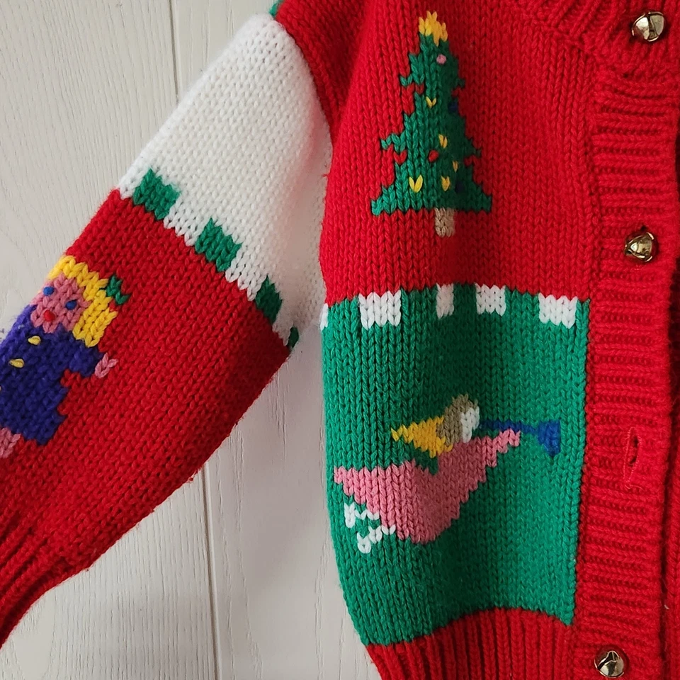 Cárdigan tejido Hartstrings vintage Navidad suéter falda conjunto 3T festivo años 90 Foto 4 de 4