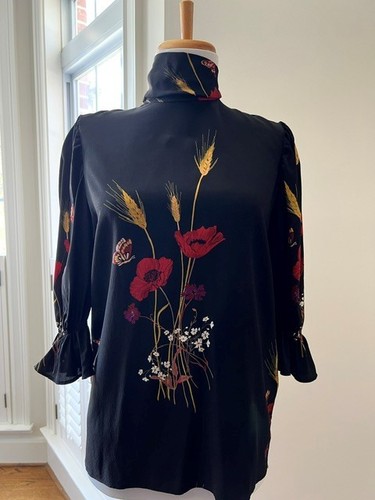Valentino Silk Top Blouse  BLACK Size S-M Excellent Condition