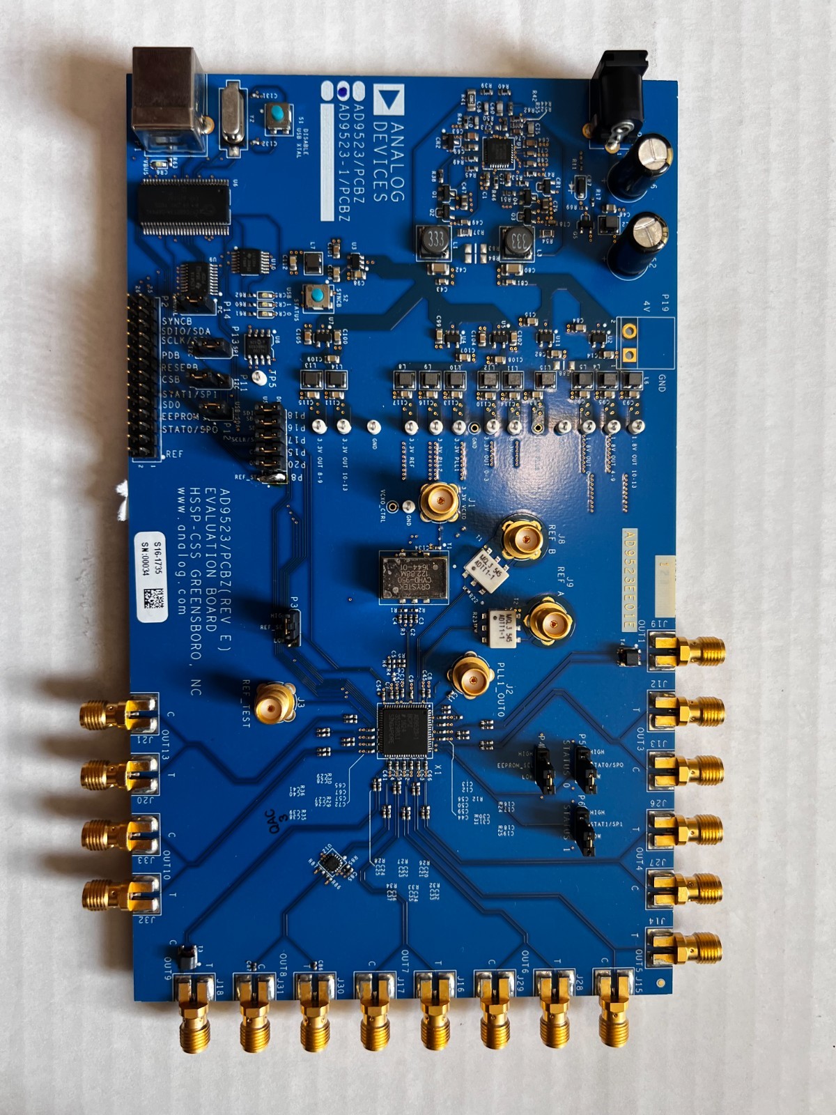 Analog Devices AD9523/PCBZ Rev E Clock Generator Evaluation Board SN00034