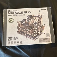 ROKR Marble Run Electric Spaceport 3D Wooden Puzzle Toys Games Boy Building Toys