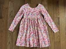 New Girls Hanna Andersson Long Sleeve Floral Dress, Size 10 140cm