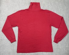 Eddie Bauer Turtleneck Mens Large Red Long Sleeve Cotton Made in USA Vintage 70s