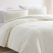 Off White Boucle Duvet Cover King 3 Piece Bedding Set Luxury Texture