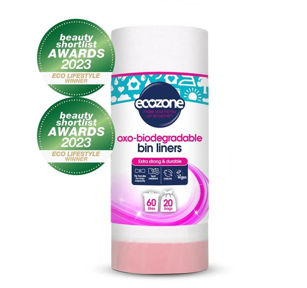 Ecozone Biodegradable Bin Liners - 60lt - 20 bags - 4 Pack