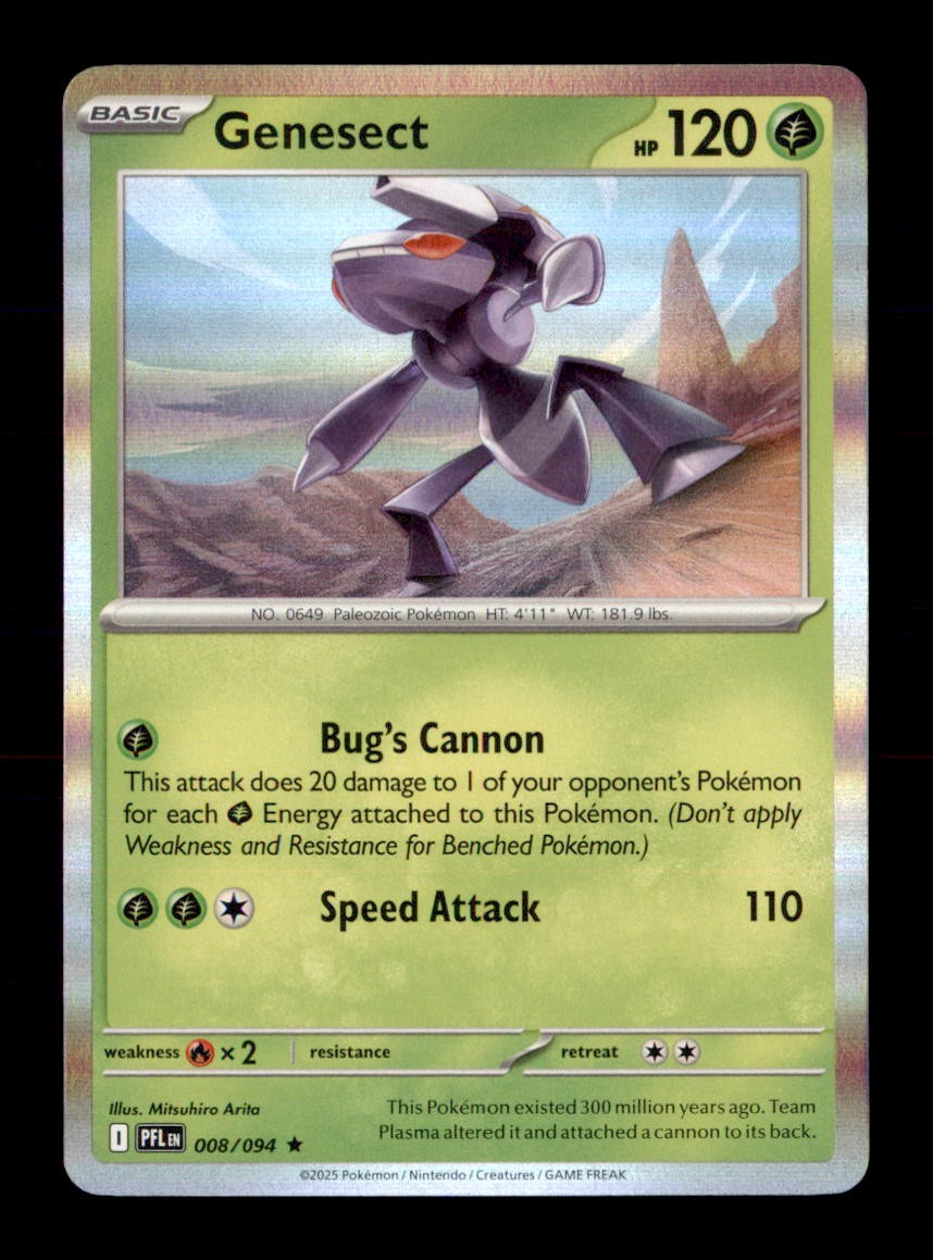 Genesect 008/094 Rare Phantasmal Flames Pokemon Holo Near Mint