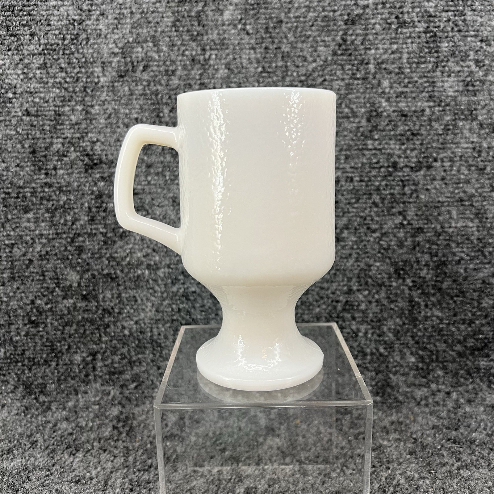 Vintage Hazel Atlas Textured Milk Glass Pedestal Mug Irish Coffee Cup