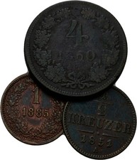 Austria Cruiser 1885 1851 3 Piece Coin Original #MZF203
