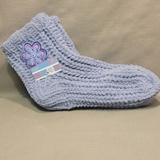 Crocheted Super Soft Blue Slipper Socks / Booties Adult Size 9-11