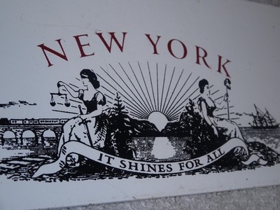 ANTIQUE ORIGINAL THE NEW YORK SUN SHINES 4ALL 11'' PORCELAIN METAL NEWSPAPER SIGN