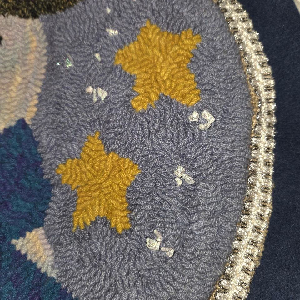 Snowman Table Topper Hand Hooked Wool Cushion Cover Wall Art Folk Art Winter 17 - Image 4 of 4