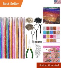 Hair Tinsel Kit With Tool Fairy Glitter Tinsel Hair Extensions for Girls
