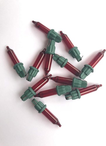 100 2.5 Volt Red Replacement Mini Light Bulbs on Green Base - Red, - Picture 2 of 3