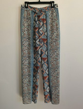 Anthropologie Size 2 Elevenses Multicolor Patterned Overlay Wide Pants Festival
