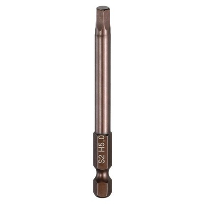 Flat Hex Screwdriver Bit H5.0 Magnetic Tip 1/4'' Shank 3'' Long Copper Tone