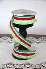 Christmas Green Monster Fuzzy Striped Ribbon, 1.5  x 10 yds, Grinch Inspired