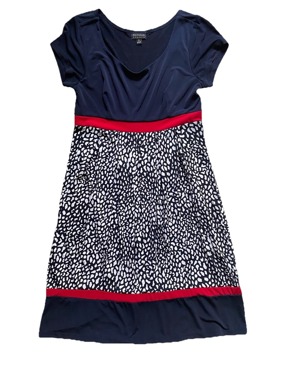 En Focus Studio Dress 6 Navy Blue With Red And White | eBay En Focus Studio Dress 6 Navy Blue With Red And White | eBay