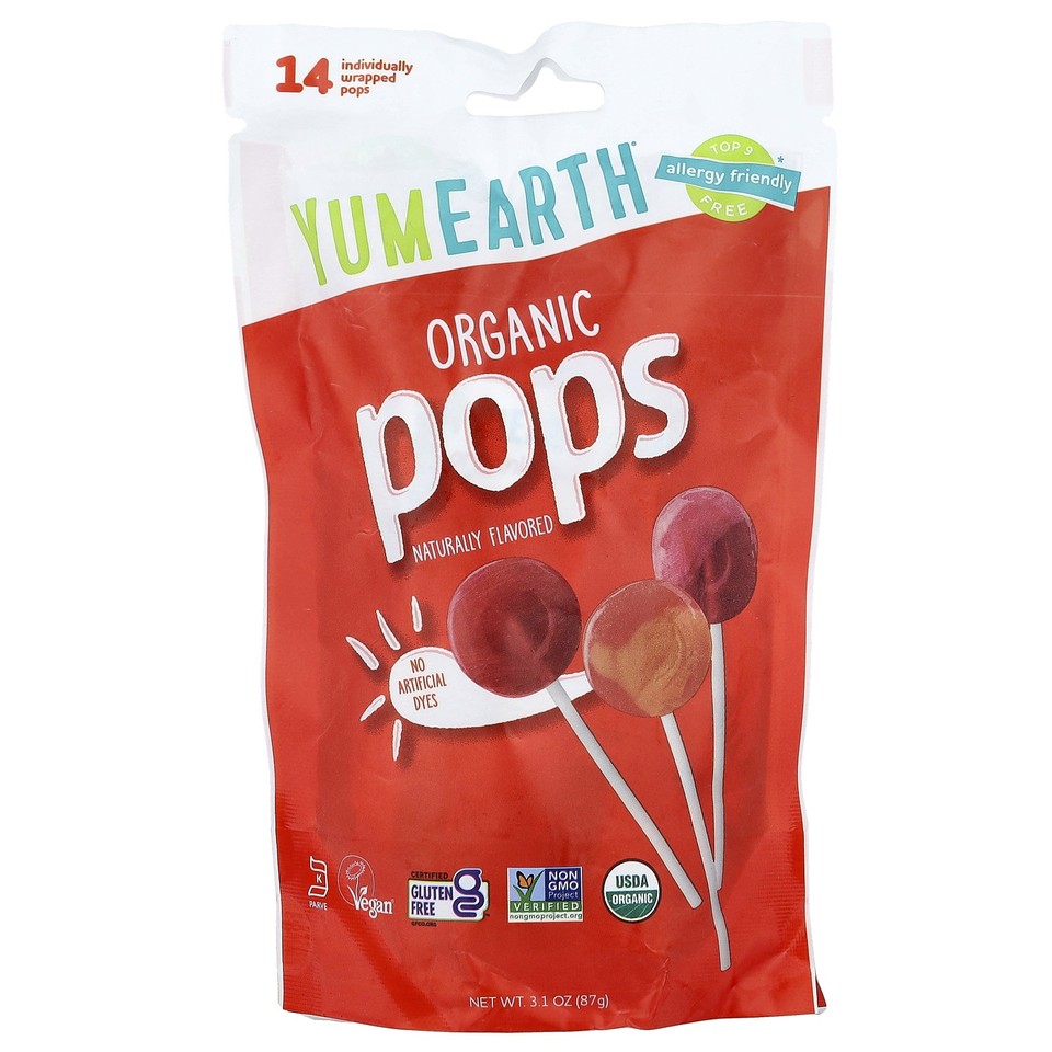 Organic Pops, Assorted, 14 Individually Wrapped Pops, 3.1 oz (87 g)