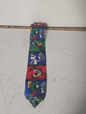 Vintage 1997 Looney Tunes Stamp Collection Neck Tie Bugs Bunny Sylvester Taz USA