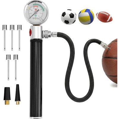 Ballpumpe Manometer Miniluftpumpe Aluminium Sportball Fußball Volleyball Pumpe