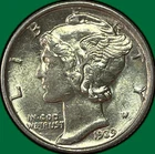 1939-S Mercury Dime Brilliant Uncirculated BU Coin #40677