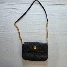 Marc Jacobs The Single Small Black Quilted Leather Crossbody Bag Gold Chain