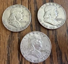 BEN FRANKLIN HALFS TRIO - 1952 P/1956 P/1962 P - 90% SILVER - NICE DETAIL