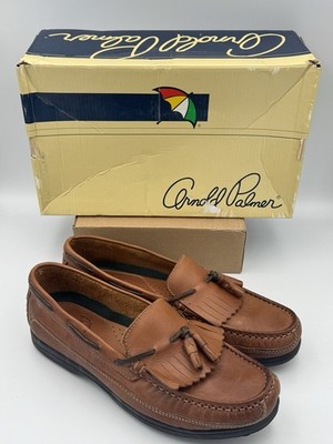 Vtg Arnold Palmer Tamarak Men s 9W Brown Leather Tassel Loafers Old Money Prep