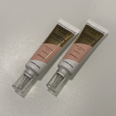 2x MAX FACTOR Miracle Pure Skin Improving Foundation 30ml - NEU - 35 PEARL BEIGE