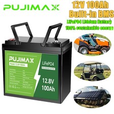 12V 100Ah LiFePO4 Lithium Battery Deep Cycle BMS for Solar Panel Marine Off-Grid