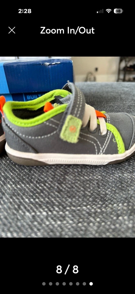 Stride Rite Dakota Little Boy 鞋码 4.5 M,浅灰色、橙色和石灰装饰 — 第 3/4 张图片
