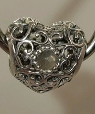 Pandora Moonstone Signature Heart April Birthday Charm ALE 925 791784RC