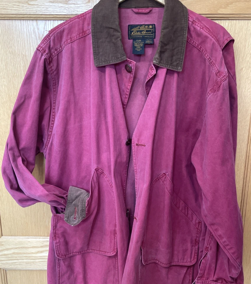 VTG Eddie Bauer Barn Coat Jacket Men’s Large Tall 100% Cotton Canvas Faded Red - Image 2 of 4