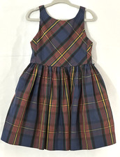 Ralph Lauren Girls Dress Holiday Tartan Plaid Sleeveless Preppy Size 4