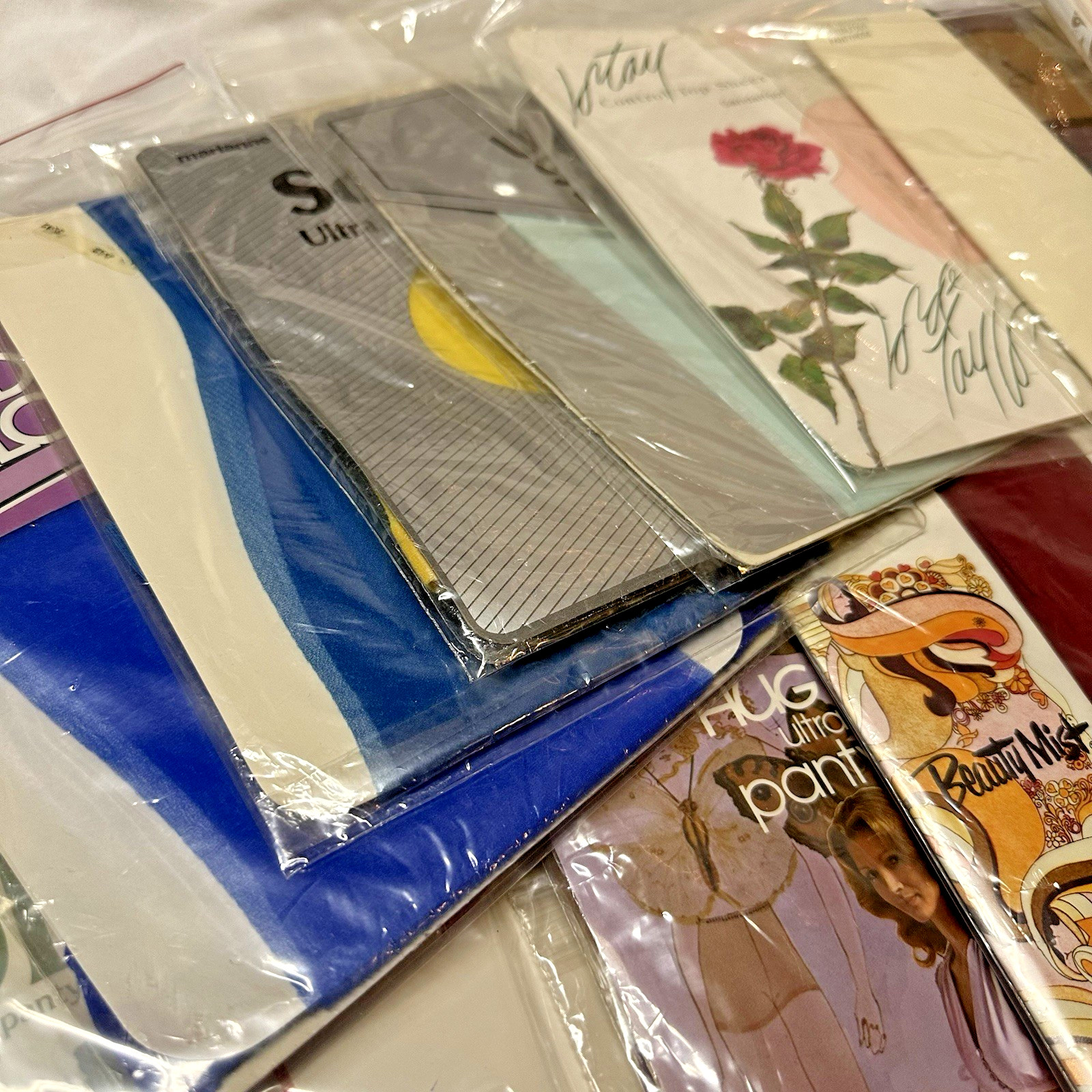 VTG Deadstock Nylon Tights 12 Women’s Fun Bright Colors 70s Retro Lot Variety