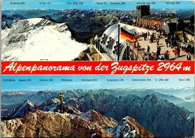 Ansichtskarte Alpenpanorama von der Zugspitze 2964  mit Briefm. u.Sonderst